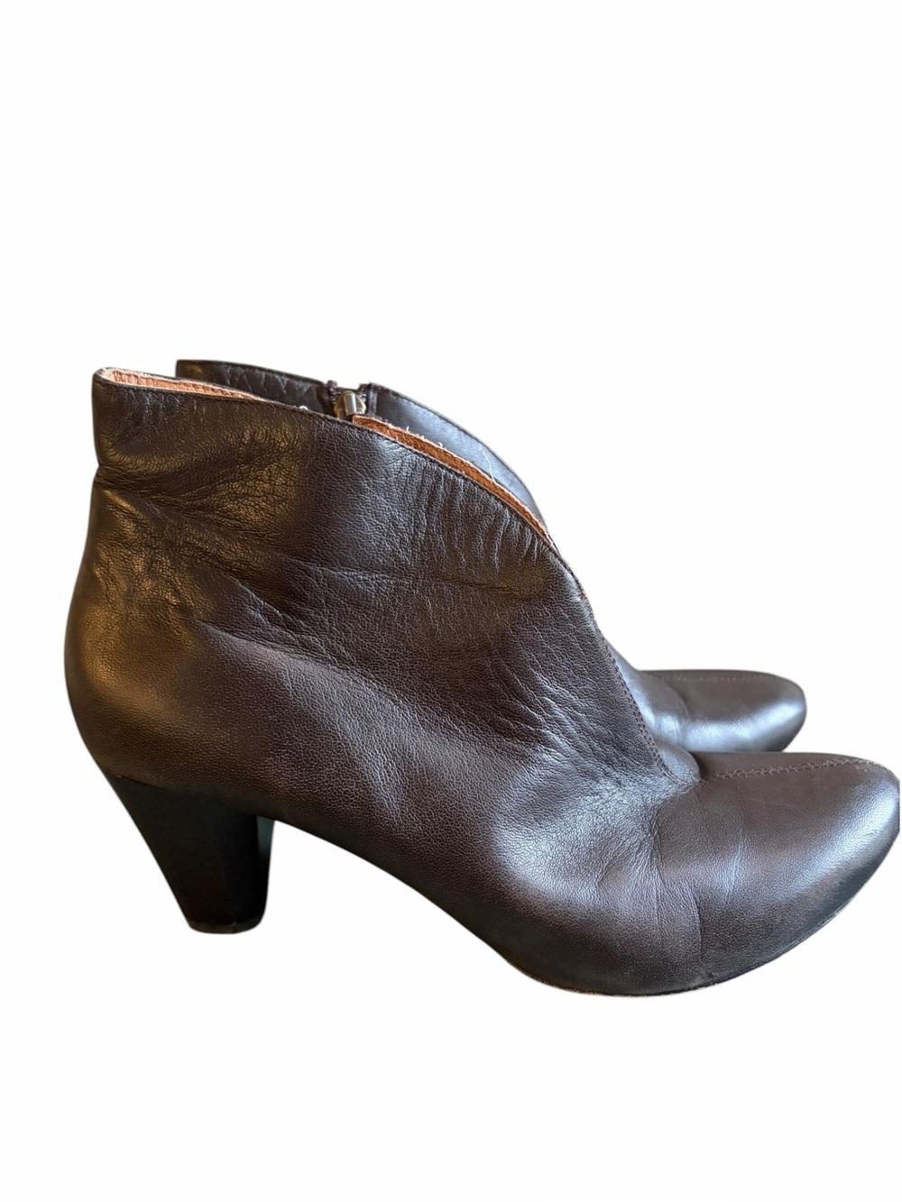 GENTLE SOULS Brown Front Slit Ankle Bootie